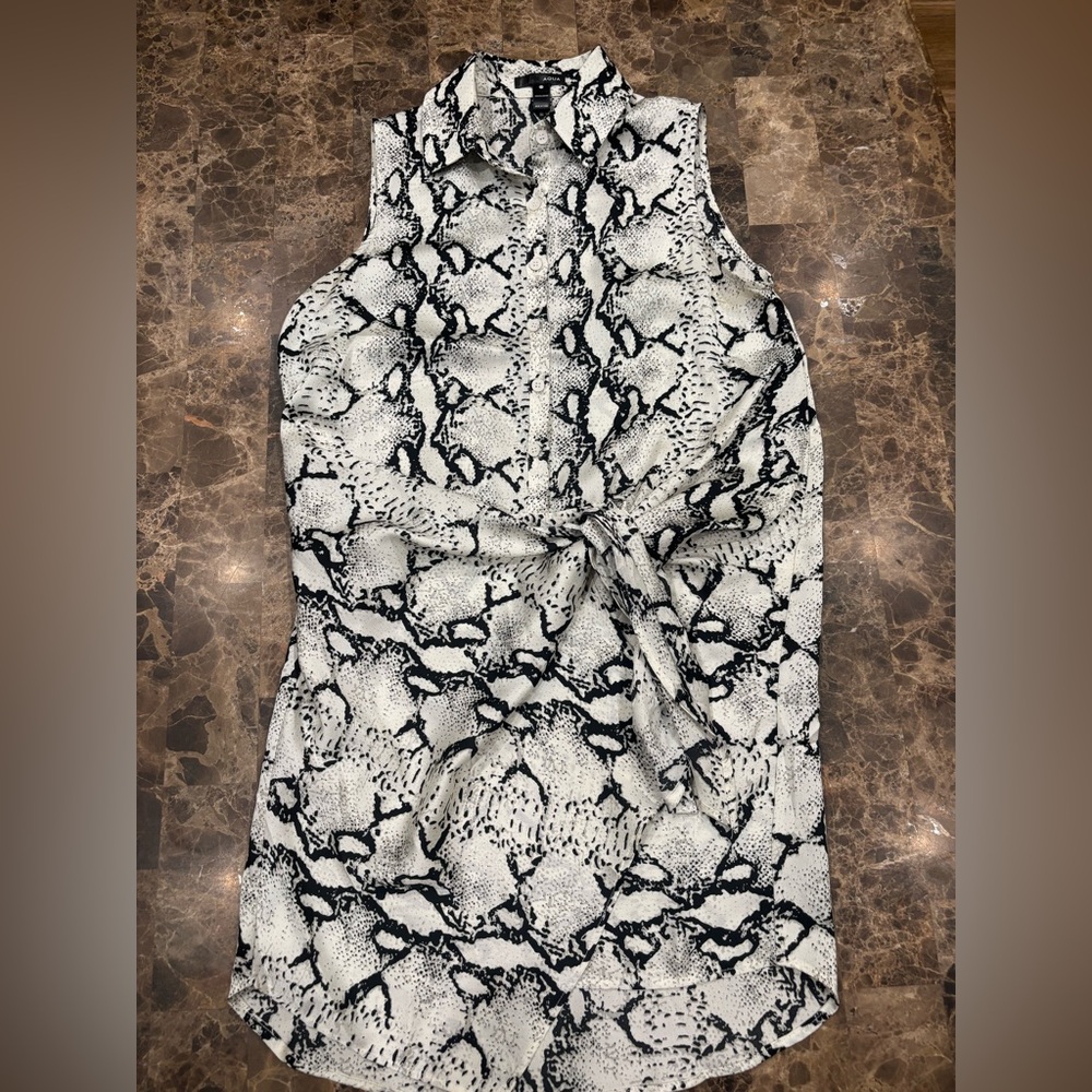 Aqua Black and White Snakeskin Blouse